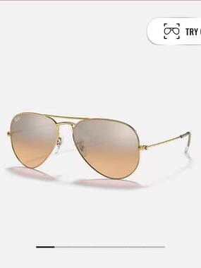 Ray-Ban Gold Frame Sunglasses with Brown Gradient Lenses